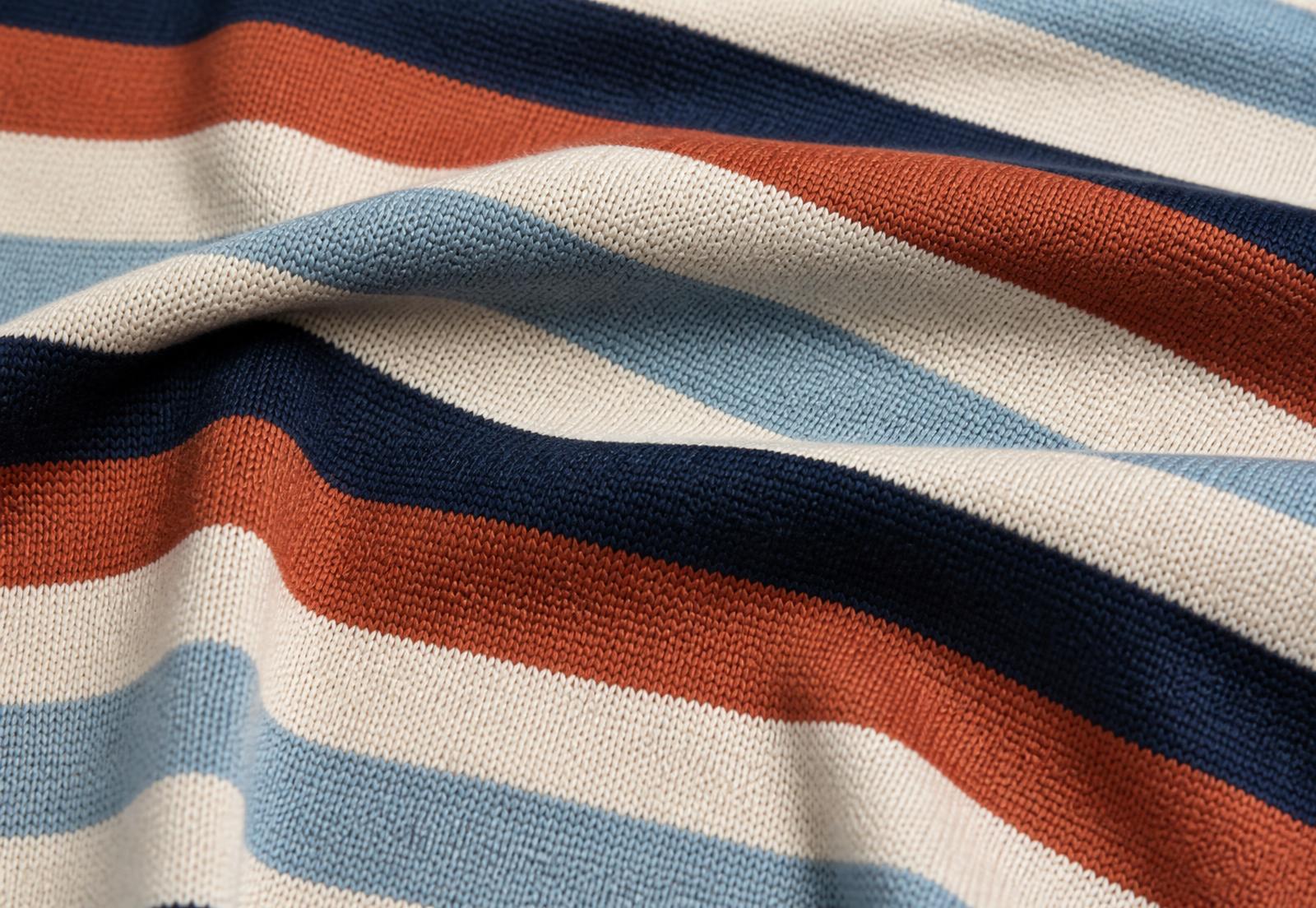 Fine-gauge engineered stripe single jersey with visible knitted loops